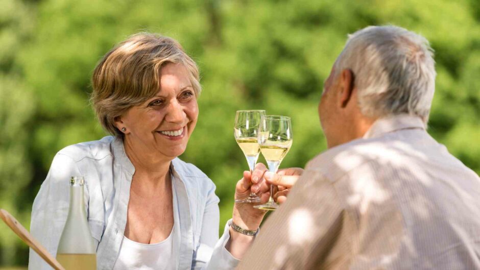 Enjoying the Benefits of Aging in Place Seniors Giving a Toast